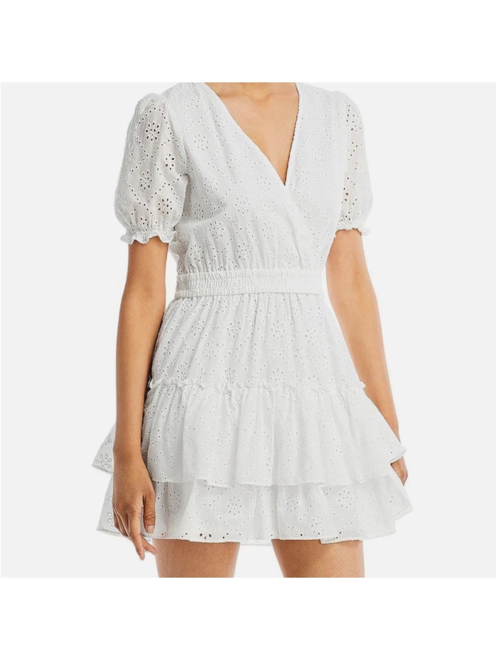 WAYF Reese Smocked Waist Tiered Mini Dress